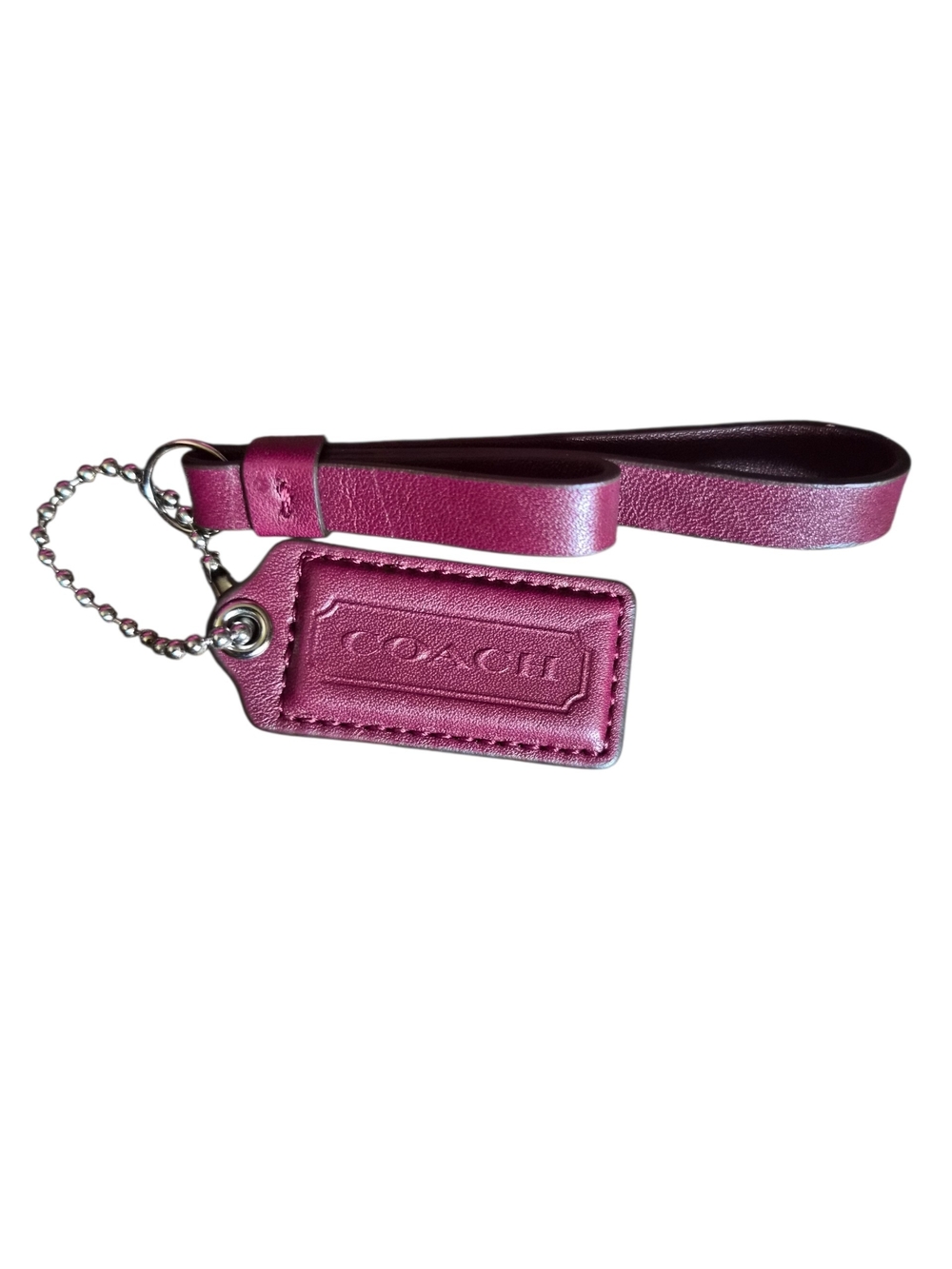 Coach Wine Leather Wristlet Key & Logo Tag